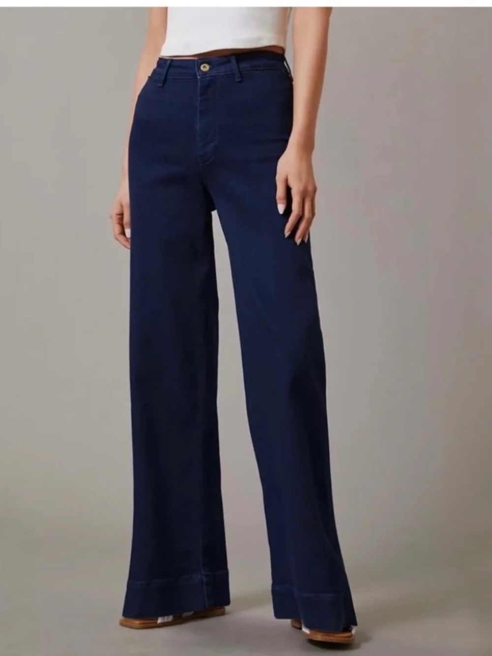 Anthropologie Pilcro Dark Denim Blue Jeans Size 29W Full Length Wide Leg
